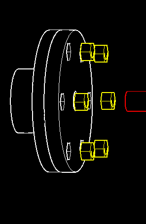 Assembly diagram showing M5 lock nuts pressed into the flange cover