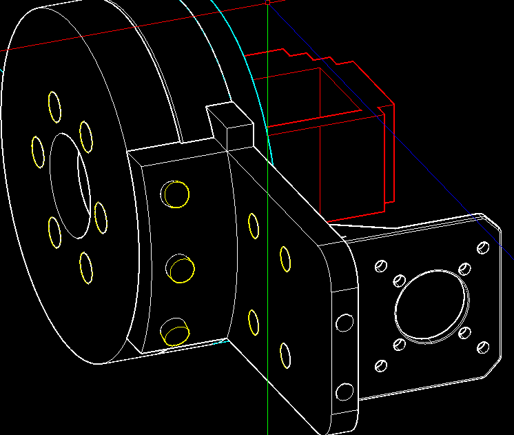 Component breakdown for mounting the J6 arm, bearing cup drive, and motor bracket