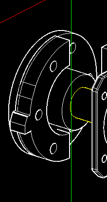 Close up alignment visual for gluing the limit striker onto the J6 flange